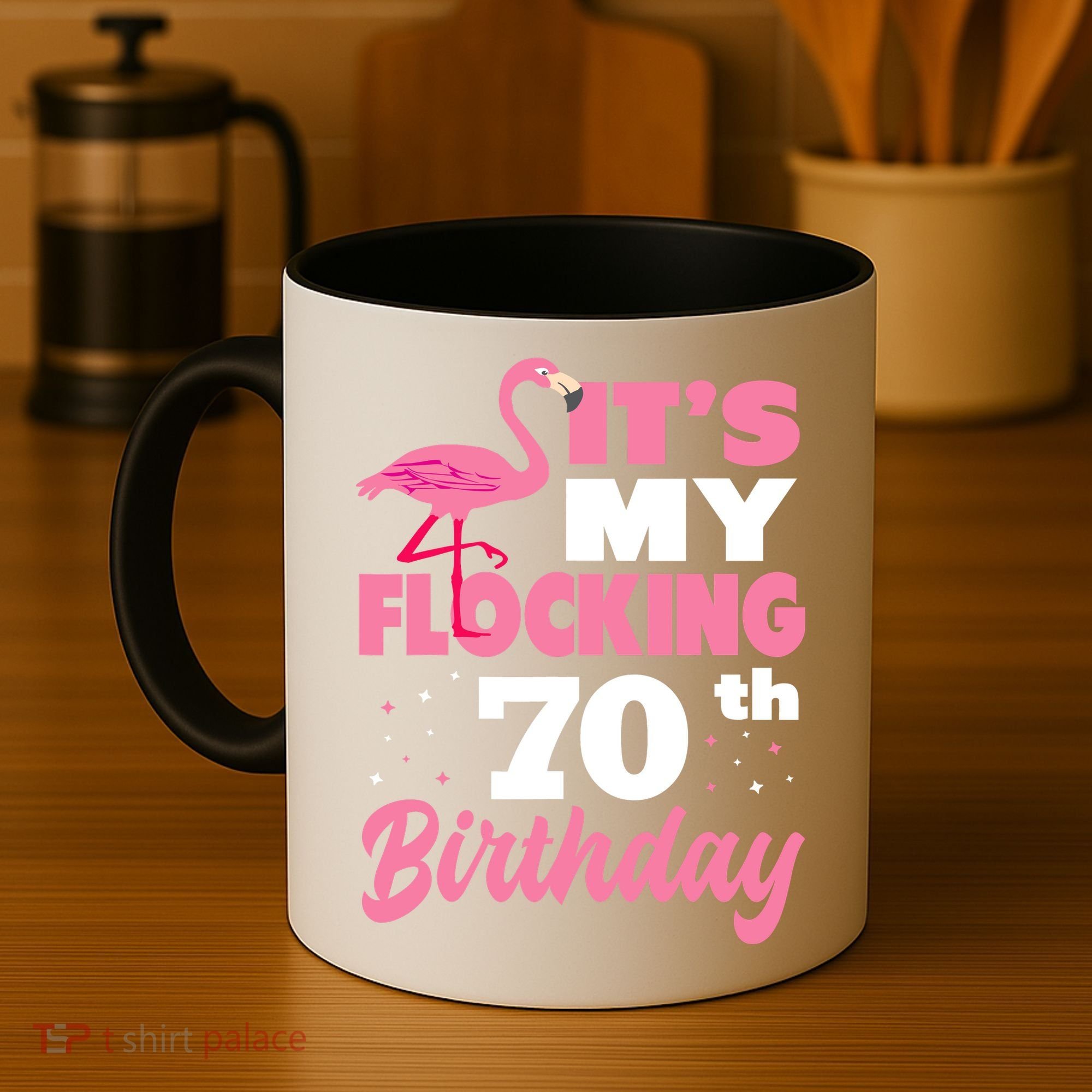 Flocking 70th Birthday Party Flamingo Coffee Mug