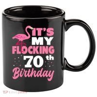Flocking 70th Birthday Party Flamingo 11oz C Handle Ceramic Mug thumb 0