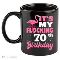 Flocking 70th Birthday Party Flamingo 11oz C Handle Ceramic Mug thumb 2