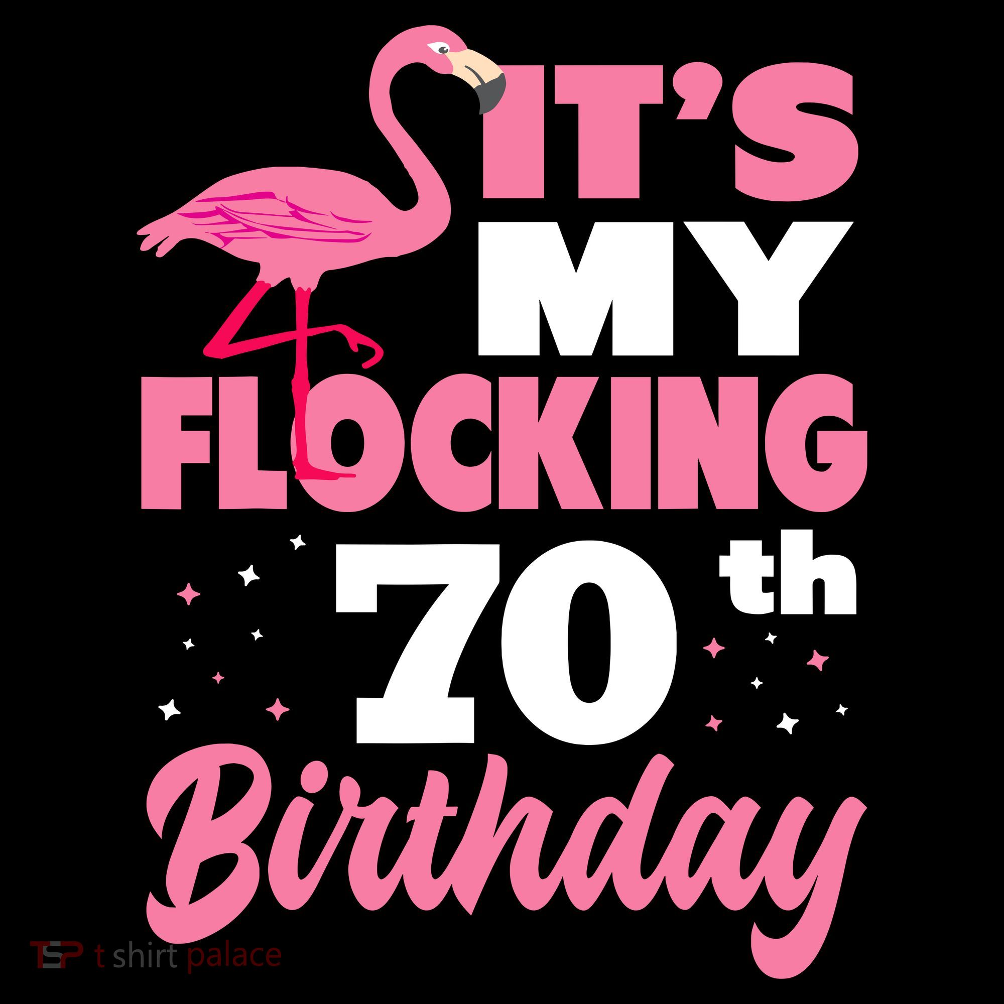 Flocking 70th Birthday Party Flamingo Women's Hoodie