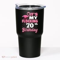 Flocking 70th Birthday Party Flamingo Tumbler thumb 0