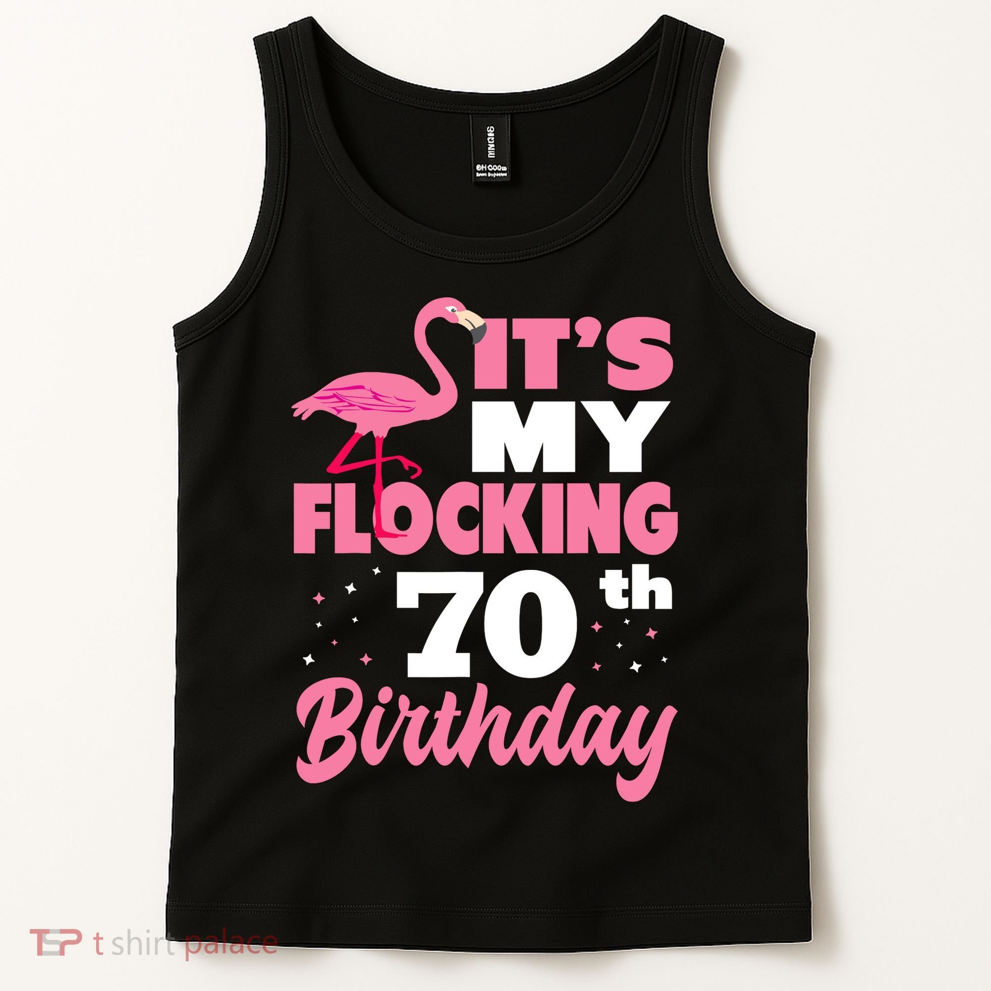 Flocking 70th Birthday Party Flamingo Tank Top