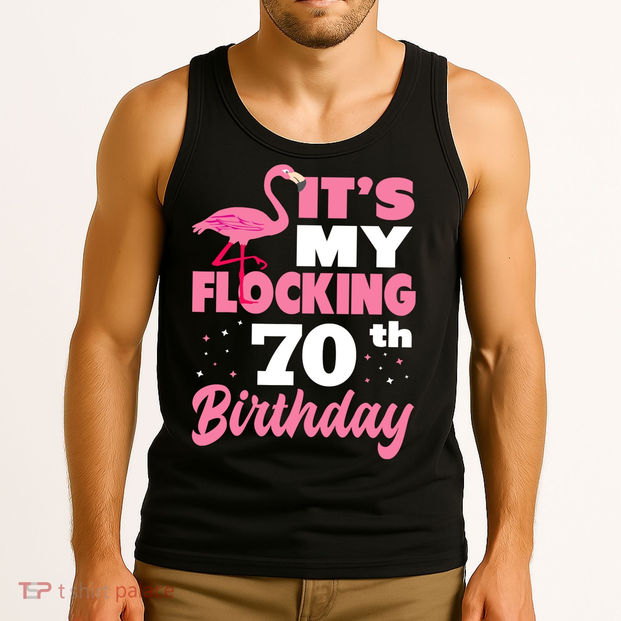 Flocking 70th Birthday Party Flamingo Tank Top