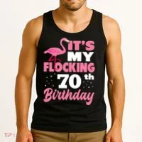 Flocking 70th Birthday Party Flamingo Tank Top thumb 3