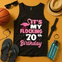 Flocking 70th Birthday Party Flamingo Tank Top thumb 4