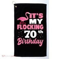 Flocking 70th Birthday Party Flamingo Golf Towel thumb 0