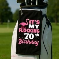 Flocking 70th Birthday Party Flamingo Golf Towel thumb 2