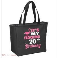 Flocking 70th Birthday Party Flamingo Tote Bag thumb 2