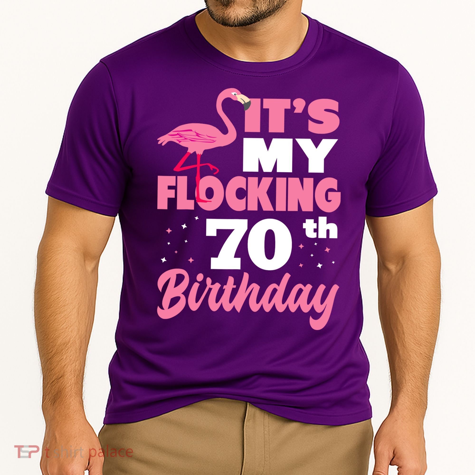 Flocking 70th Birthday Party Flamingo Cooling Performance Crew T-Shirt