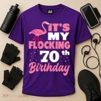 Flocking 70th Birthday Party Flamingo Cooling Performance Crew T-Shirt thumb 3
