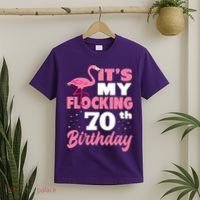 Flocking 70th Birthday Party Flamingo T-Shirt thumb 2