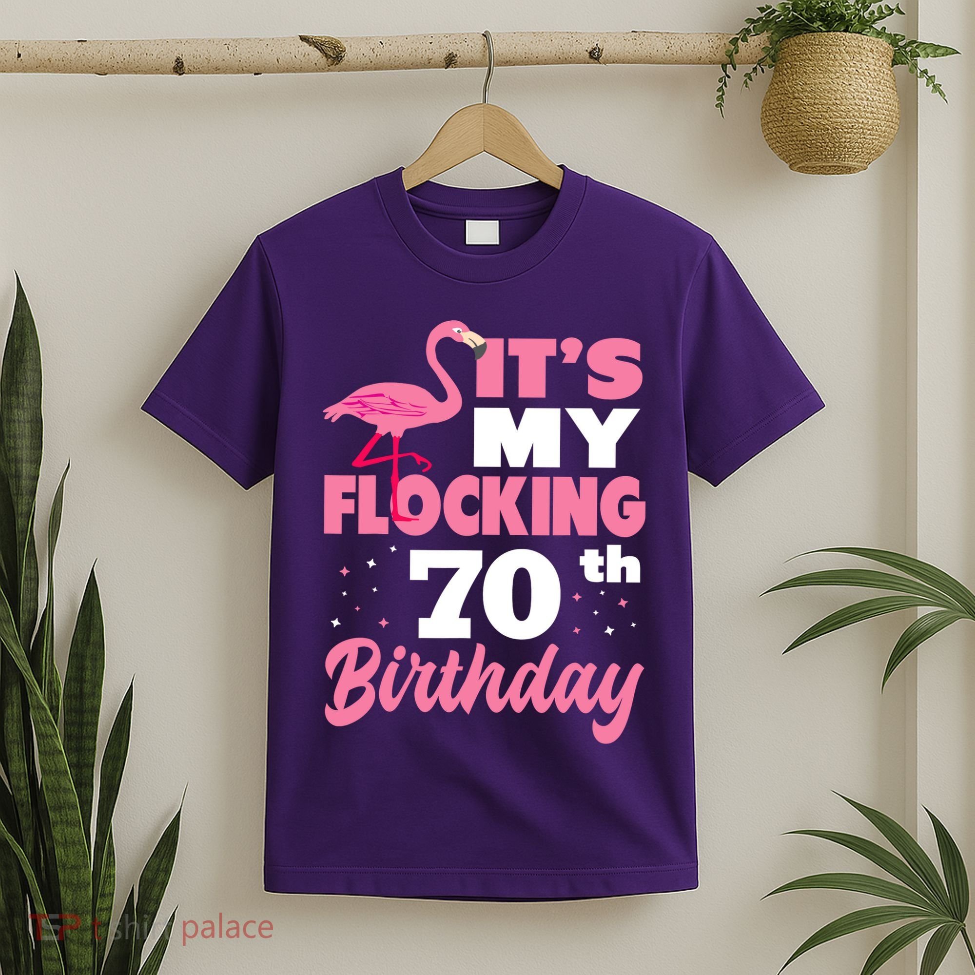 Flocking 70th Birthday Party Flamingo T-Shirt