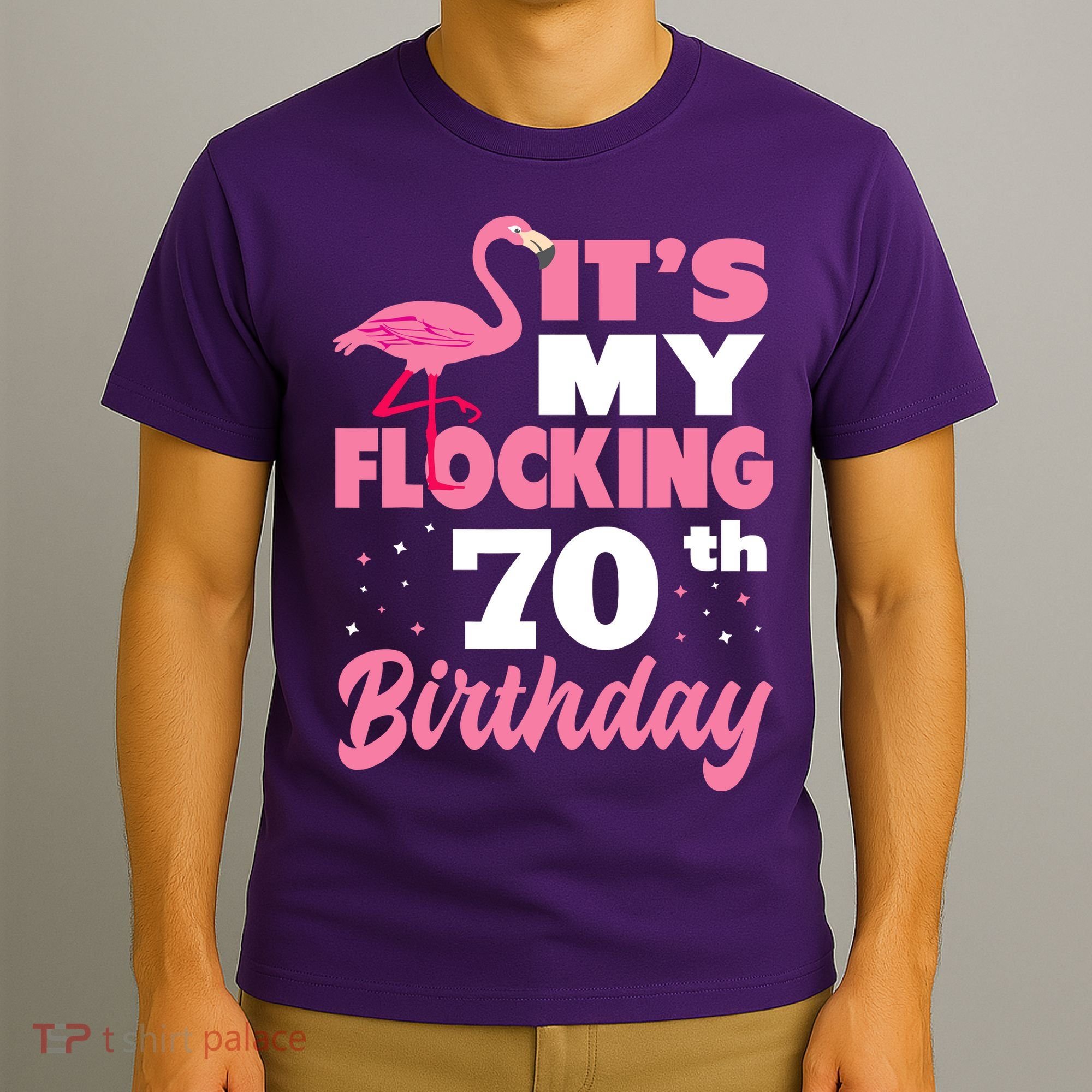 Flocking 70th Birthday Party Flamingo T-Shirt