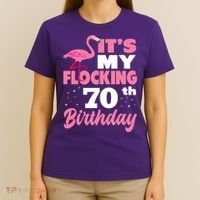 Flocking 70th Birthday Party Flamingo T-Shirt thumb 4