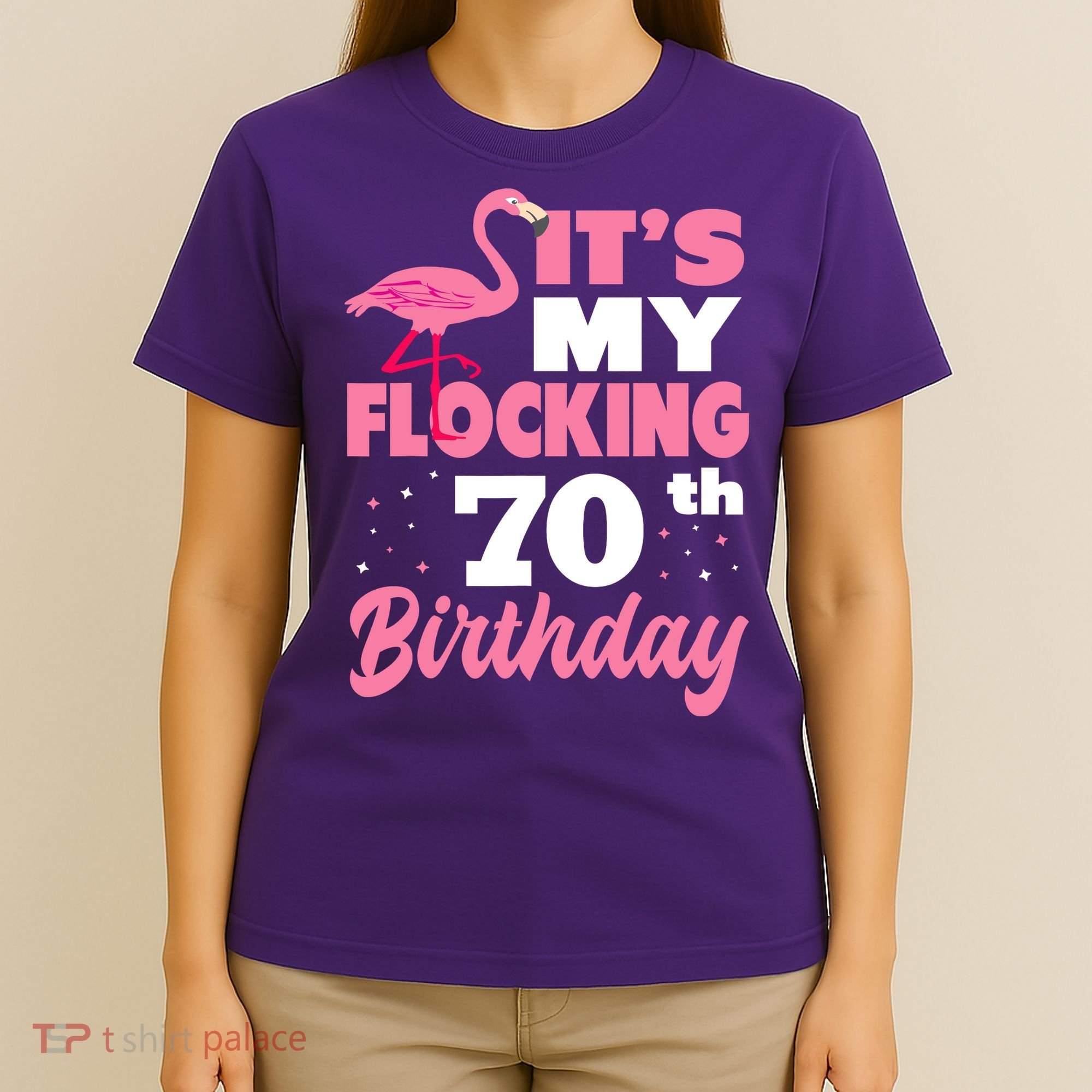 Flocking 70th Birthday Party Flamingo T-Shirt