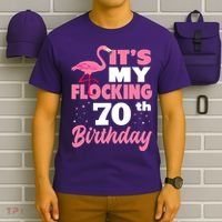 Flocking 70th Birthday Party Flamingo T-Shirt thumb 6