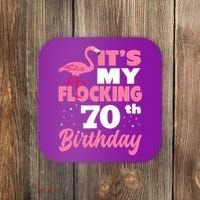 Flocking 70th Birthday Party Flamingo Coaster thumb 0