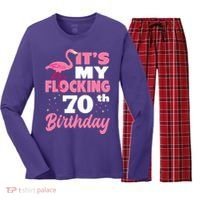 Flocking 70th Birthday Party Flamingo Women's Long Sleeve Flannel Pajama Set  thumb 0
