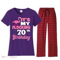 Flocking 70th Birthday Party Flamingo Women's Flannel Pajama Set thumb 0