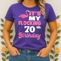 Flocking 70th Birthday Party Flamingo Women's T-Shirt thumb 2