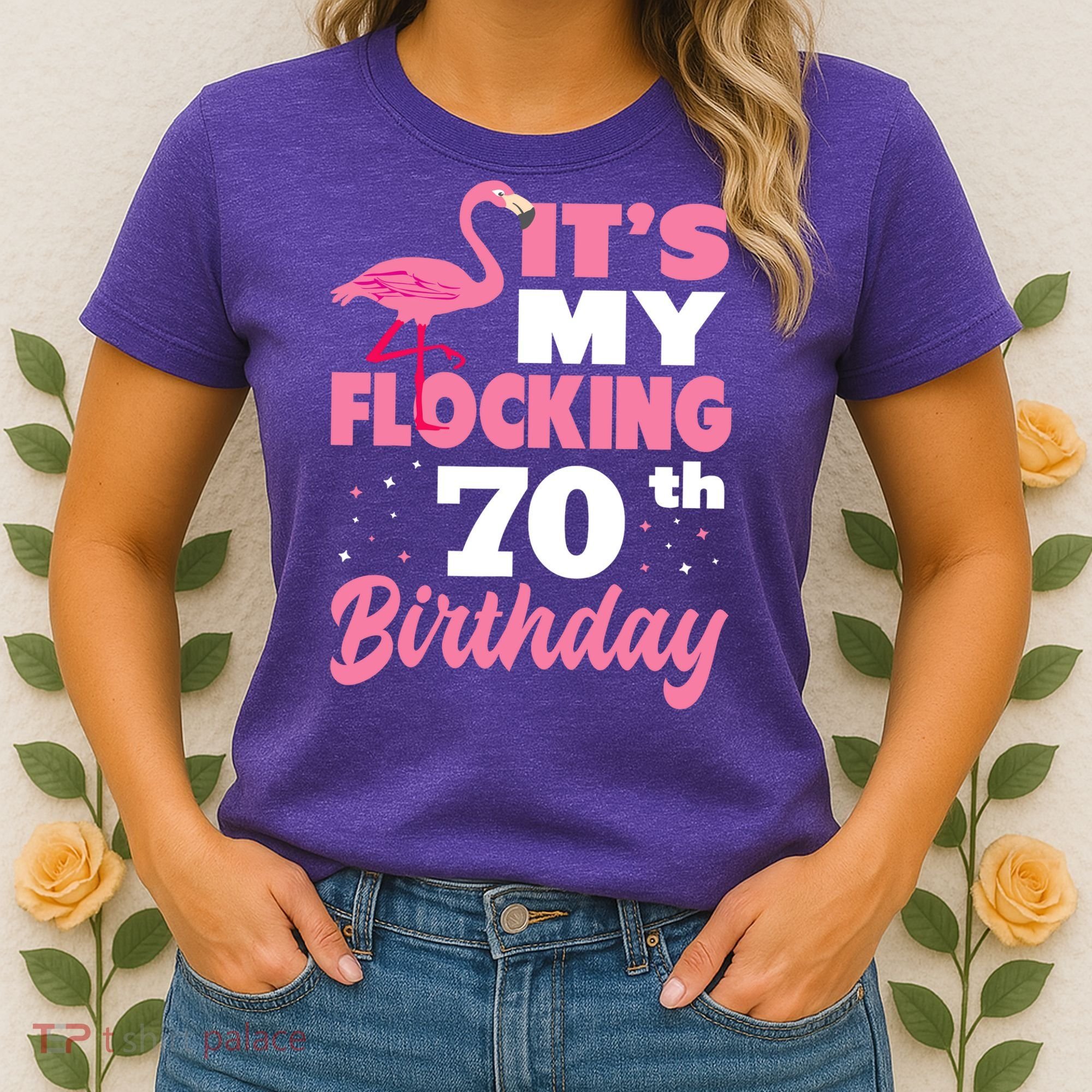 Flocking 70th Birthday Party Flamingo Women's T-Shirt