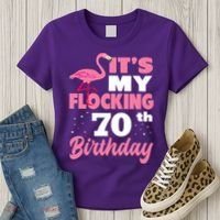 Flocking 70th Birthday Party Flamingo Women's T-Shirt thumb 3