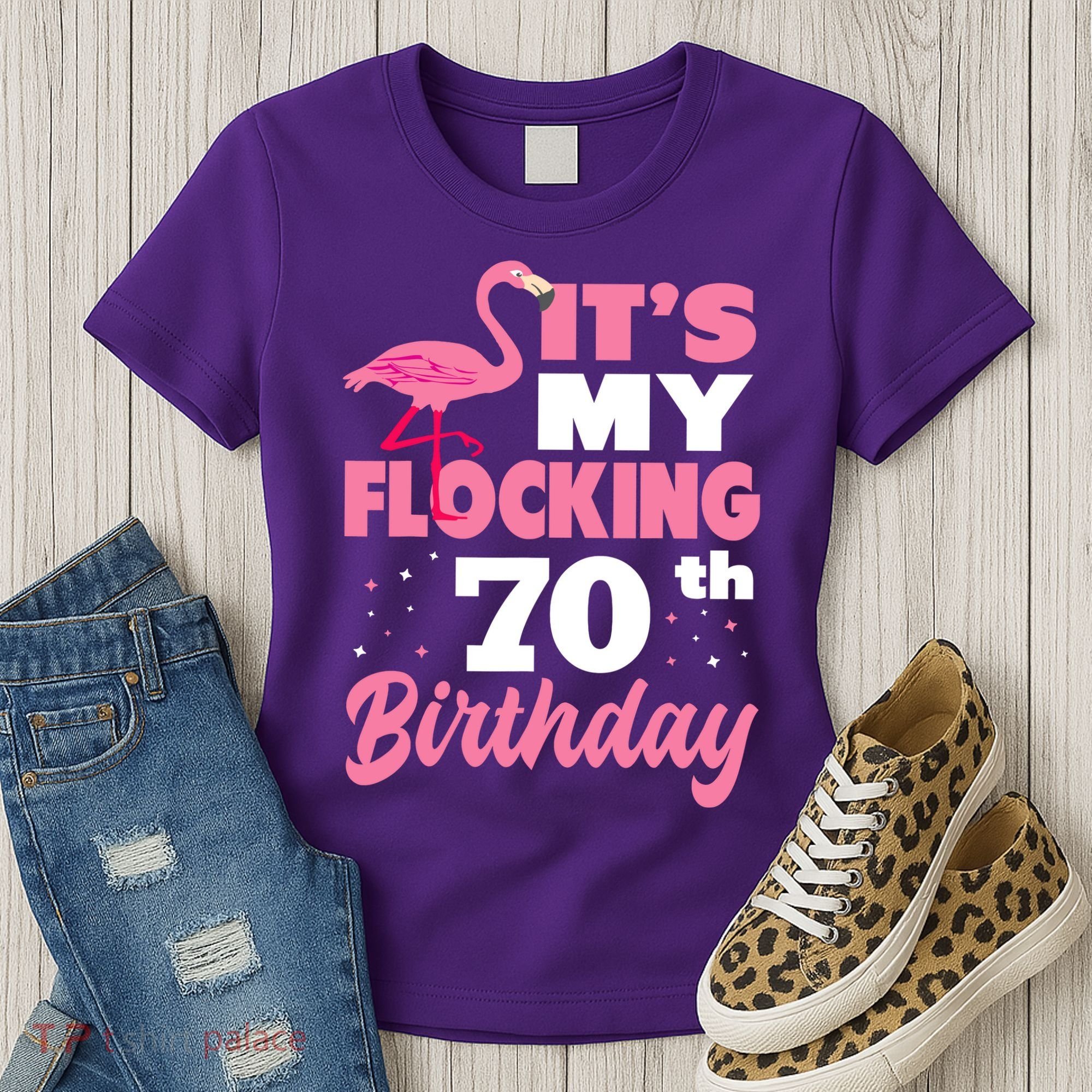 Flocking 70th Birthday Party Flamingo Women's T-Shirt