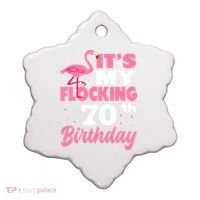 Flocking 70th Birthday Party Flamingo Ceramic Ornament thumb 0
