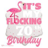 Flocking 70th Birthday Party Flamingo Ceramic Ornament thumb 2