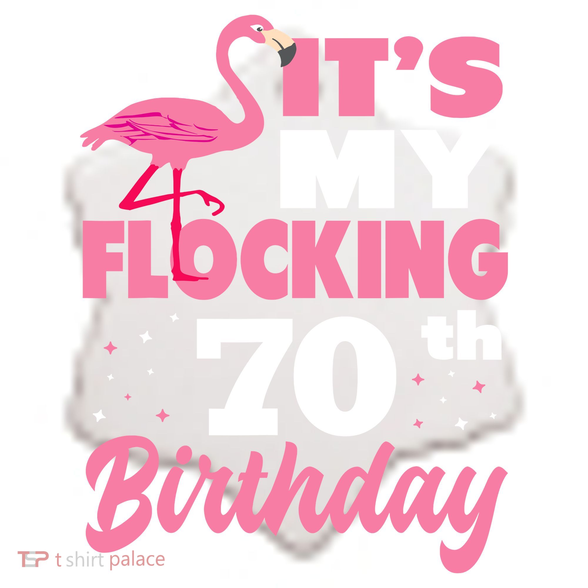 Flocking 70th Birthday Party Flamingo Ceramic Ornament