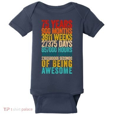 Funny 75th Birthday Old Meter Funny 75 Year Old Gifts Baby Bodysuit
