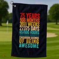 Funny 75th Birthday Old Meter Funny 75 Year Old Gifts Golf Towel thumb 1