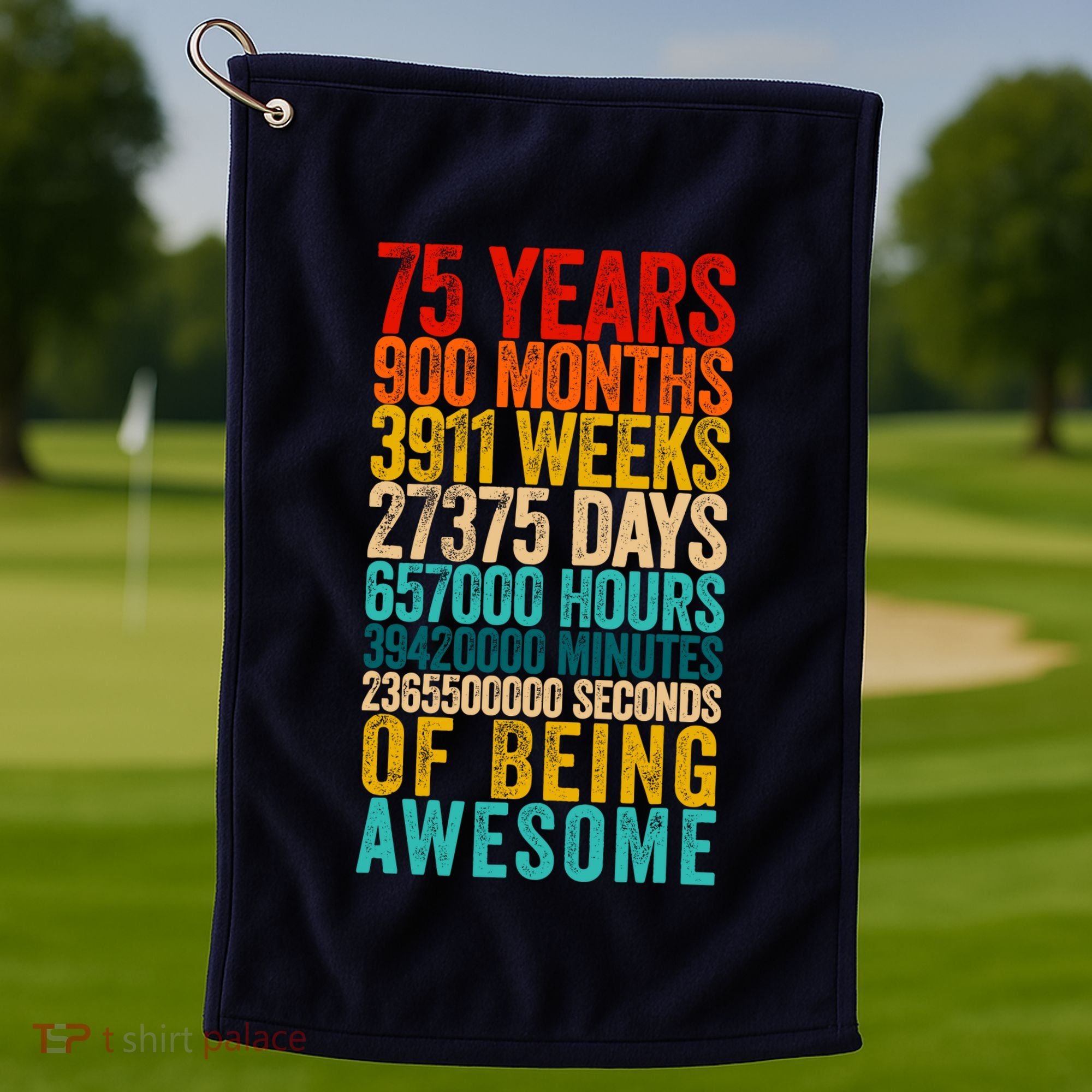 Funny 75th Birthday Old Meter Funny 75 Year Old Gifts Golf Towel