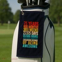 Funny 75th Birthday Old Meter Funny 75 Year Old Gifts Golf Towel thumb 2