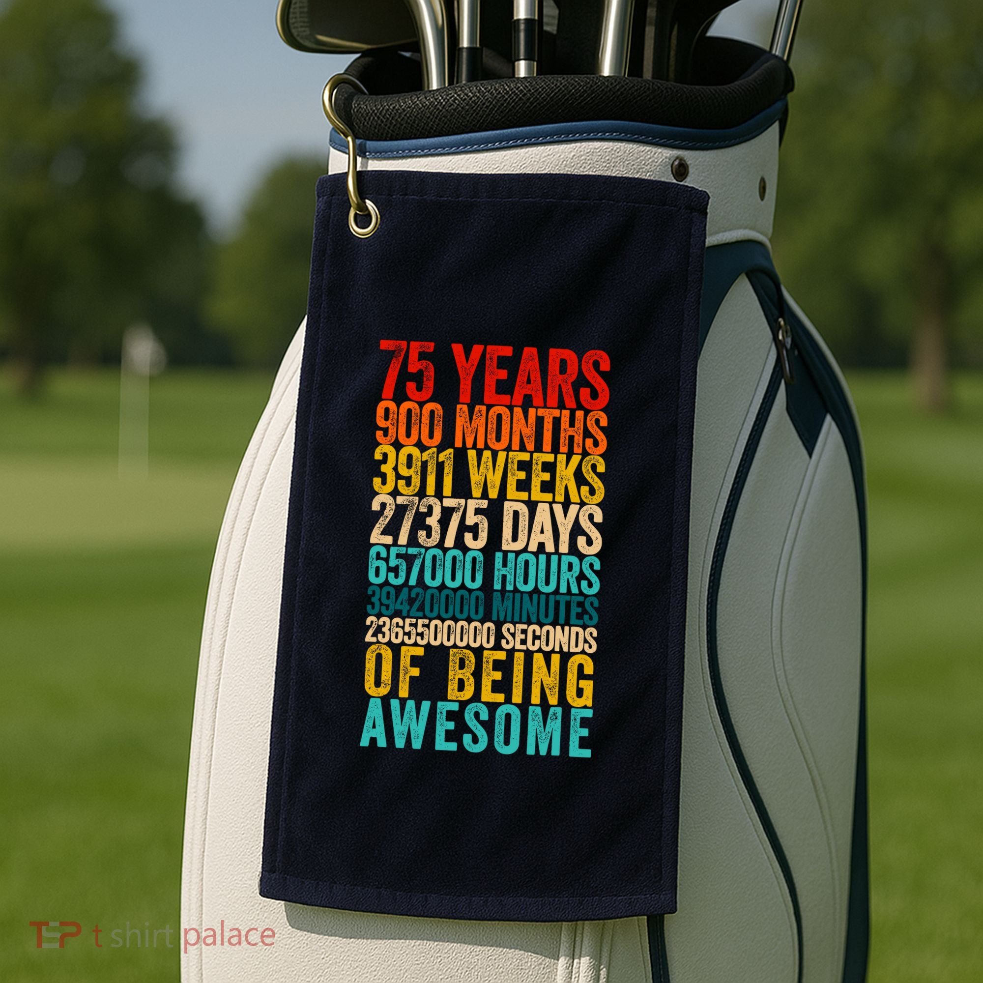Funny 75th Birthday Old Meter Funny 75 Year Old Gifts Golf Towel