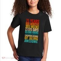 Funny 75th Birthday Old Meter Funny 75 Year Old Gifts Kids T-Shirt thumb 2