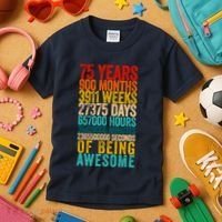 Funny 75th Birthday Old Meter Funny 75 Year Old Gifts Kids T-Shirt thumb 3
