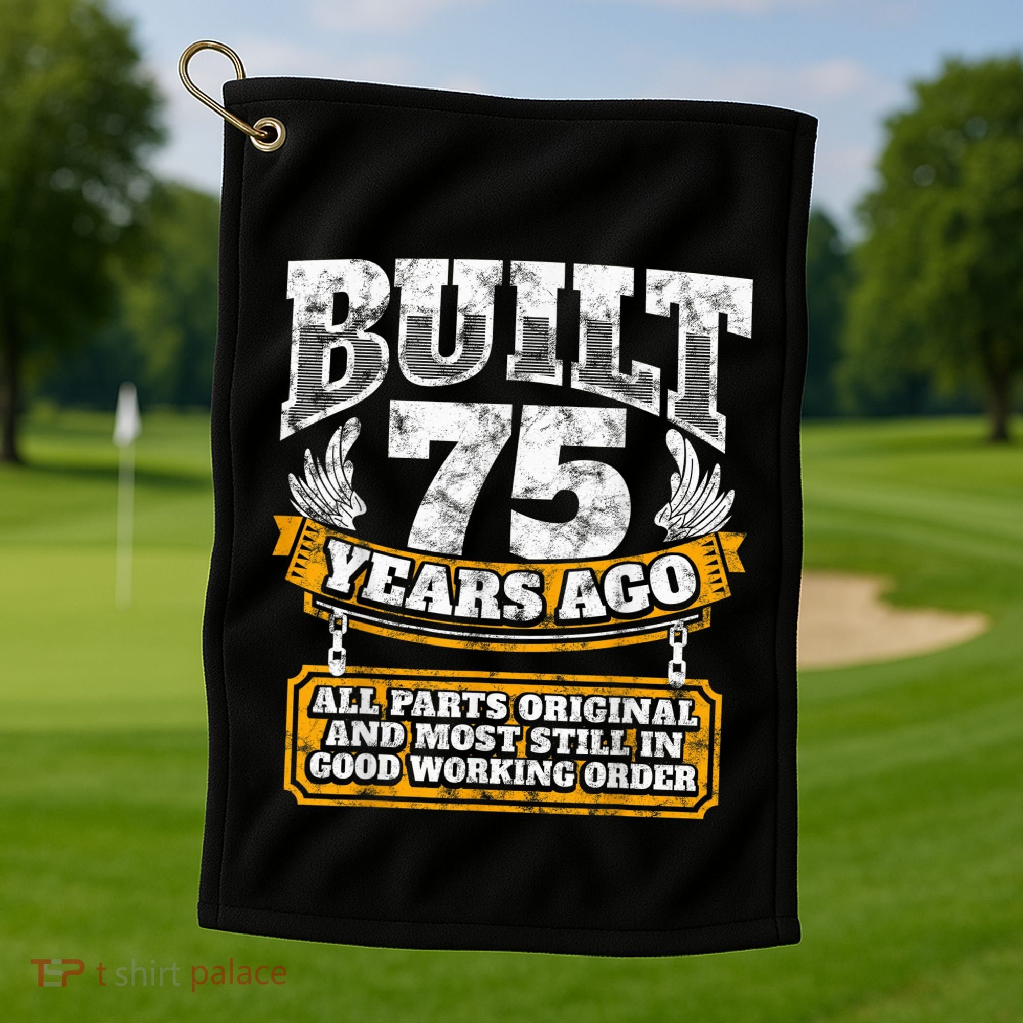 Funny 75th Birthday Present Shirt B-Day Gift Saying Age 75 Year Joke Golf Towel