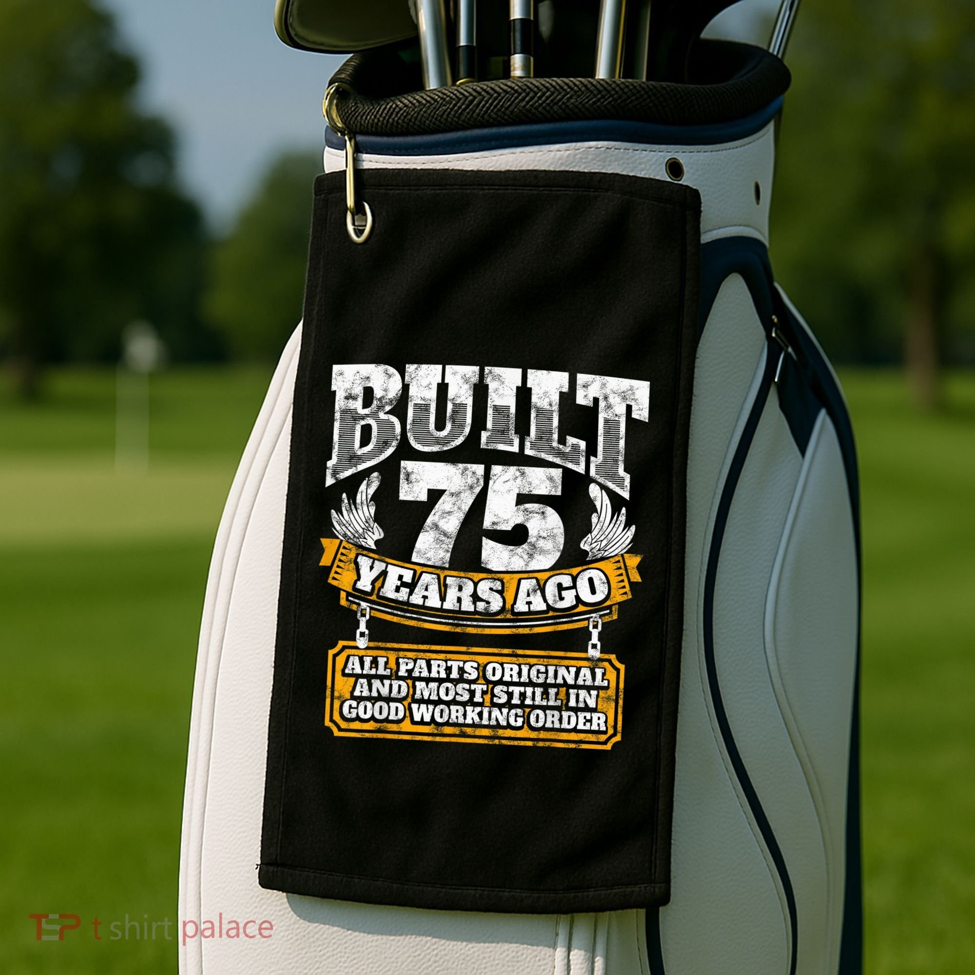 Funny 75th Birthday Present Shirt B-Day Gift Saying Age 75 Year Joke Golf Towel