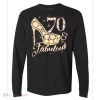 Fabulous & 70 Sparkly Heel 70th Birthday Comfort Colors Heavyweight Long Sleeve T-Shirt thumb 0