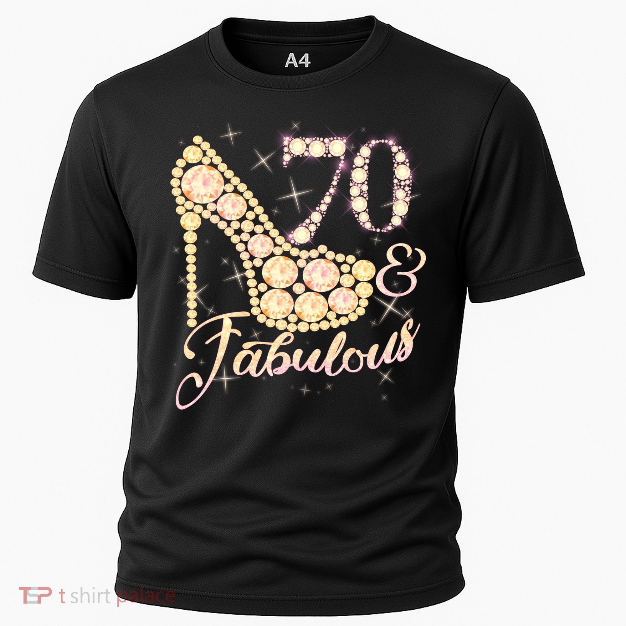 Fabulous & 70 Sparkly Heel 70th Birthday Cooling Performance Crew T-Shirt