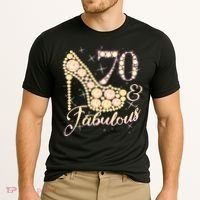 Fabulous & 70 Sparkly Heel 70th Birthday Cooling Performance Crew T-Shirt thumb 2