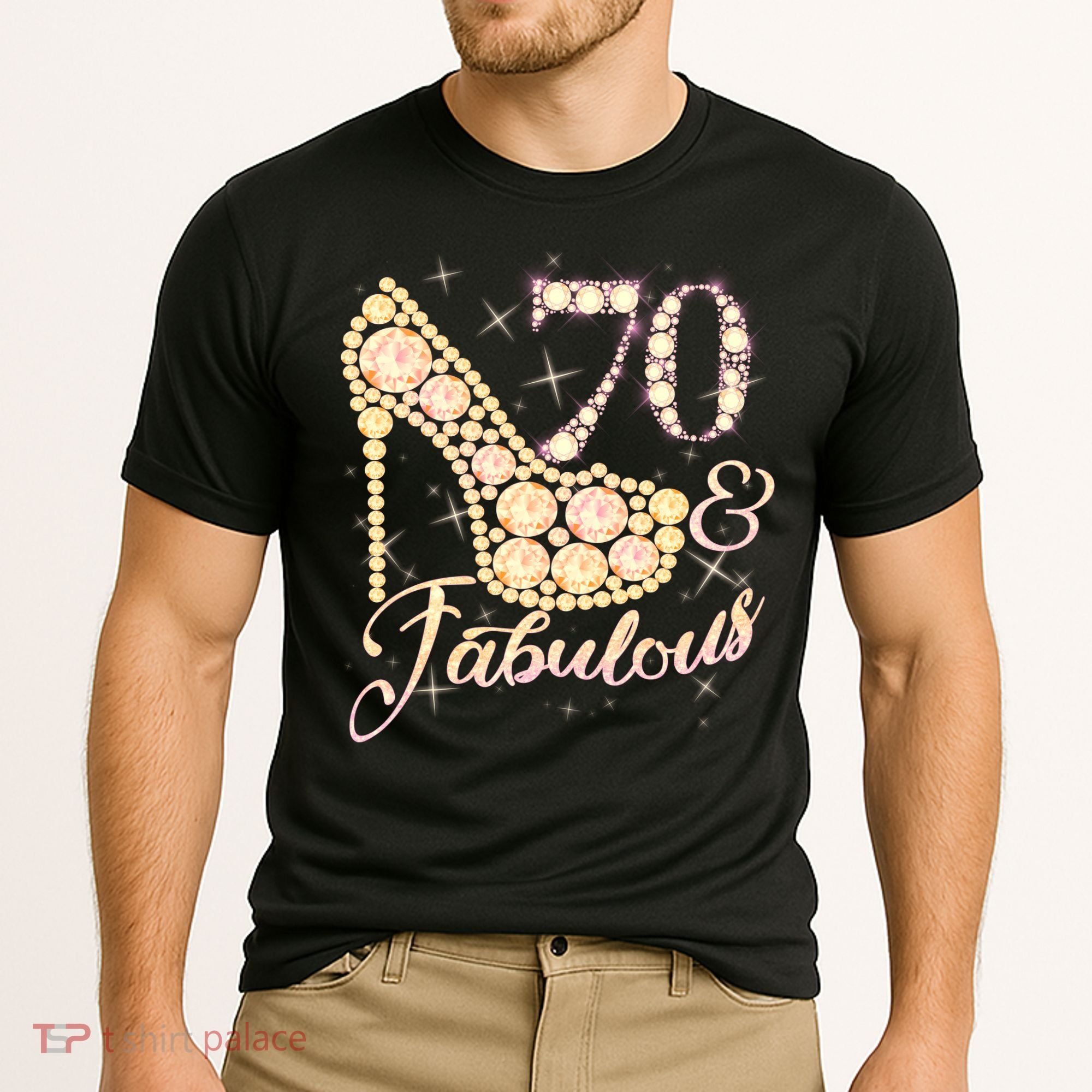 Fabulous & 70 Sparkly Heel 70th Birthday Cooling Performance Crew T-Shirt
