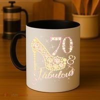 Fabulous & 70 Sparkly Heel 70th Birthday Coffee Mug thumb 4