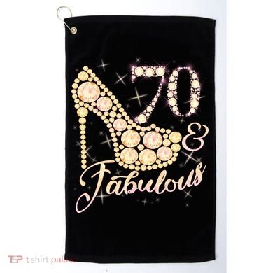 Fabulous & 70 Sparkly Heel 70th Birthday Golf Towel