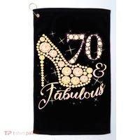 Fabulous & 70 Sparkly Heel 70th Birthday Golf Towel thumb 0
