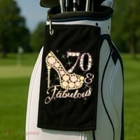 Fabulous & 70 Sparkly Heel 70th Birthday Golf Towel thumb 2