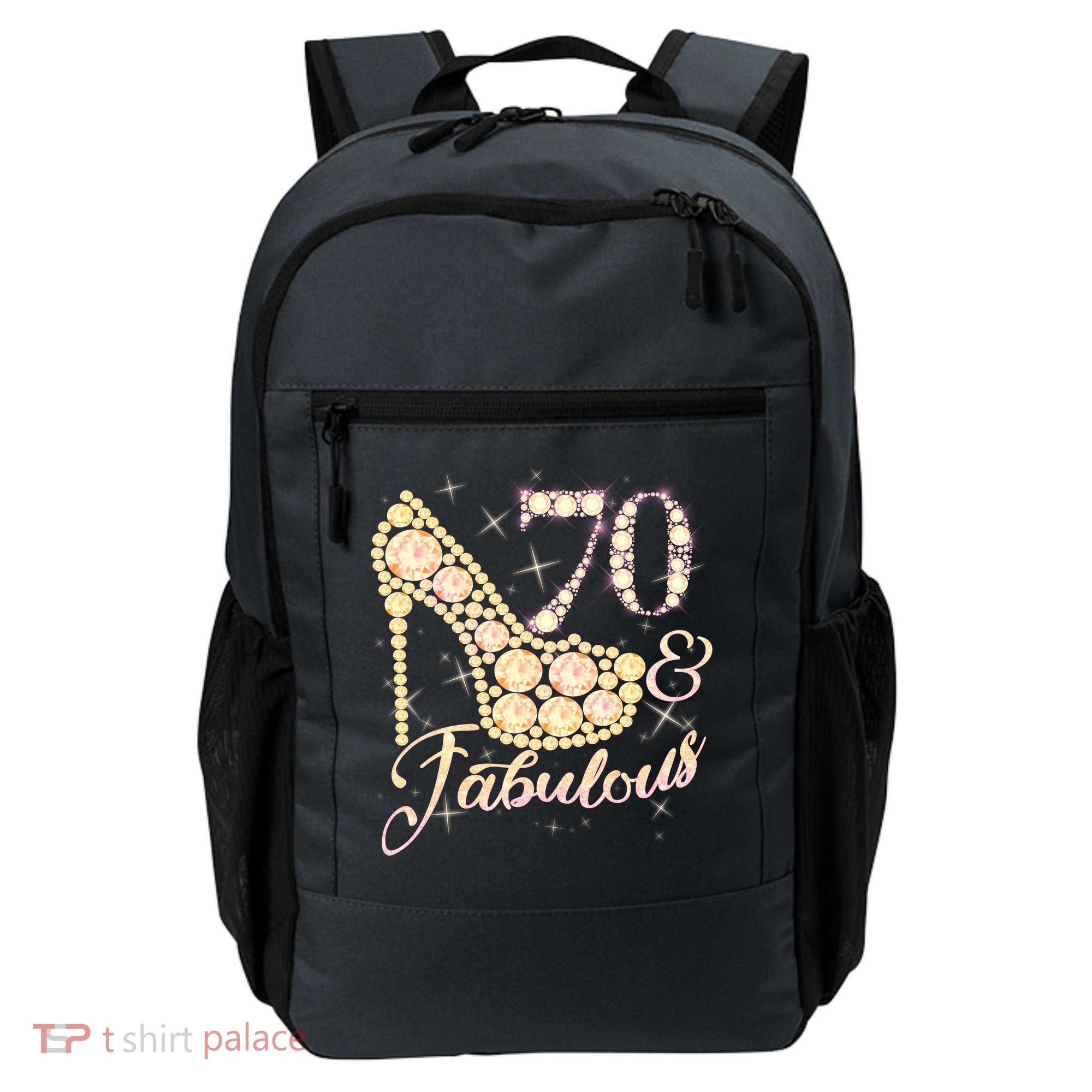 Fabulous & 70 Sparkly Heel 70th Birthday Backpack