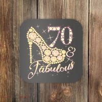 Fabulous & 70 Sparkly Heel 70th Birthday Coaster thumb 0