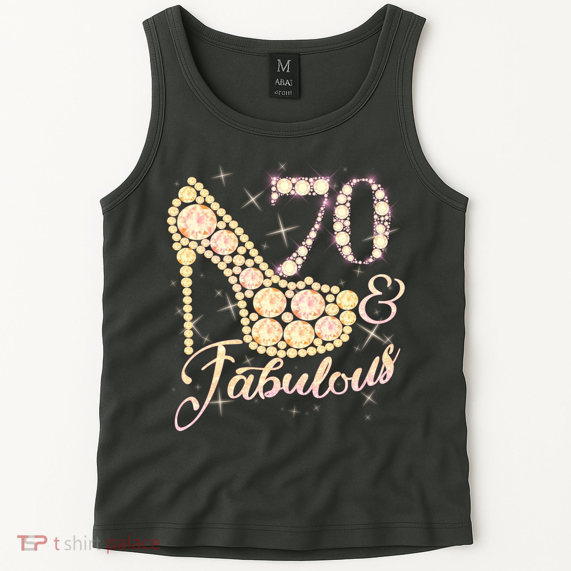 Fabulous & 70 Sparkly Heel 70th Birthday Tank Top